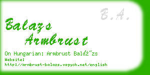 balazs armbrust business card